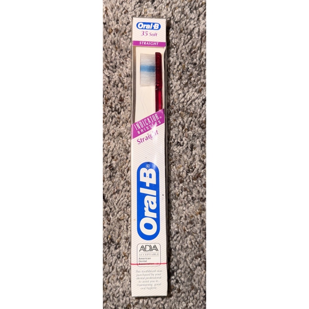 Vintage 1993 Oral B 35‎ Soft Straight Indicator Bristles Toothbrush Blue